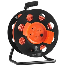 Extension Cord Reel 100FT with 4 Outlets 14AWG SJTOW Manual Cord Reel