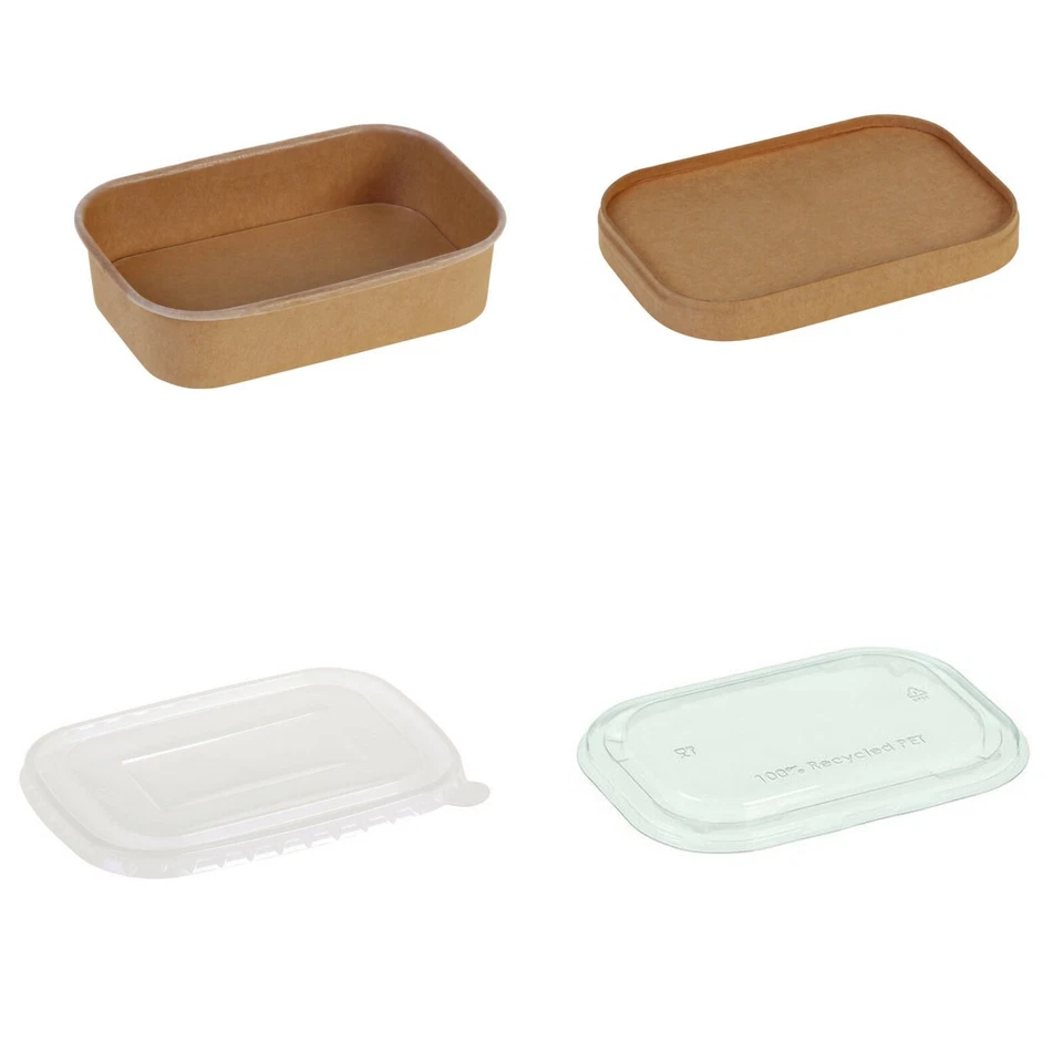 Kartonschale rechteckig Kraftpapier mit PE 500-1000ml Deckel PE rPET Karton ...