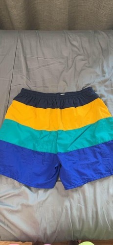 Vtg 80s Swim Trunks Colourblock Yacht Week DERBY SPORTING Nylon MENS LARGE - Bild 2 von 4