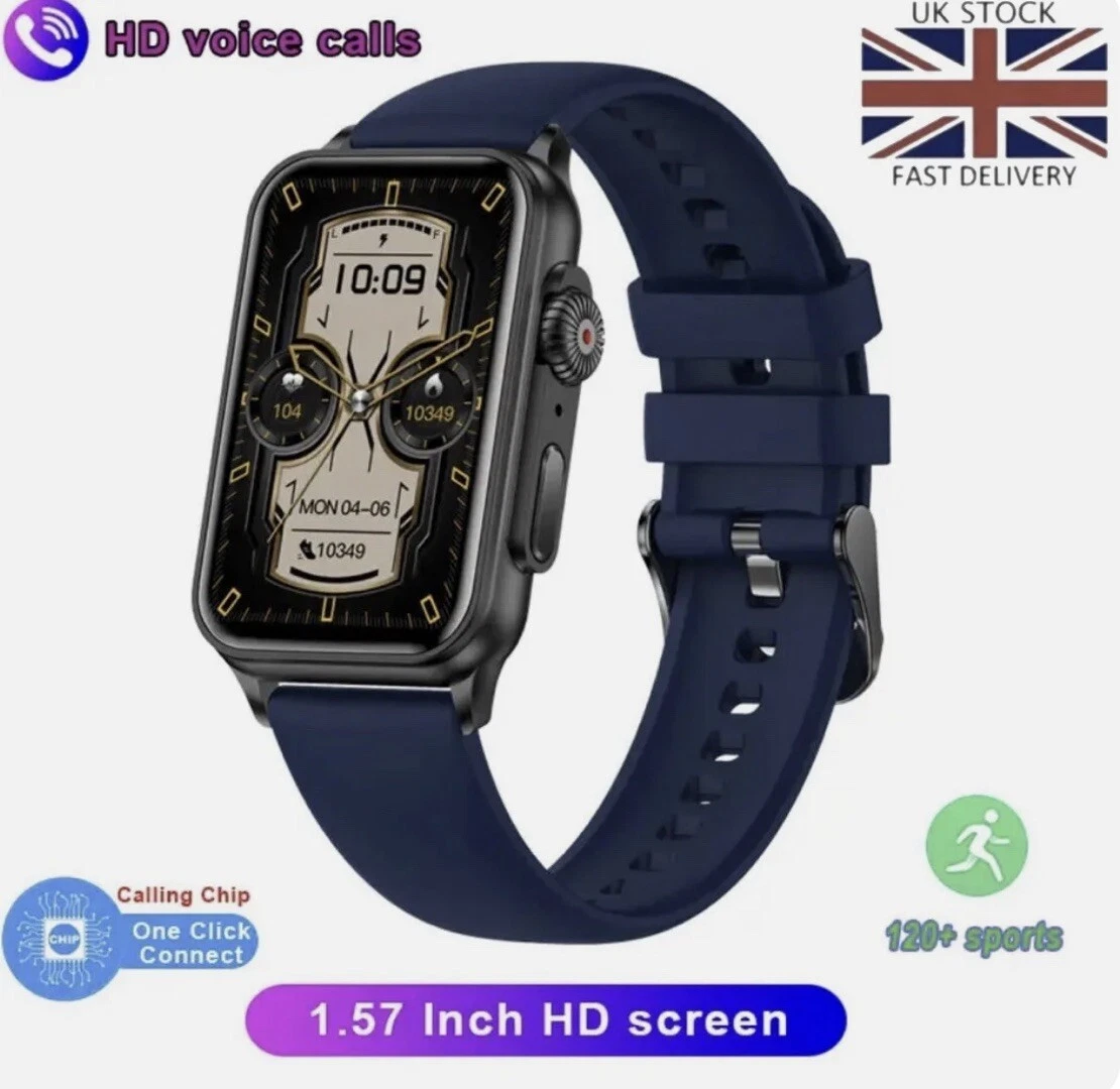 Bluetooth Smart Watch Men Women Calling Sport Fitness Tracker Monitor In Blue