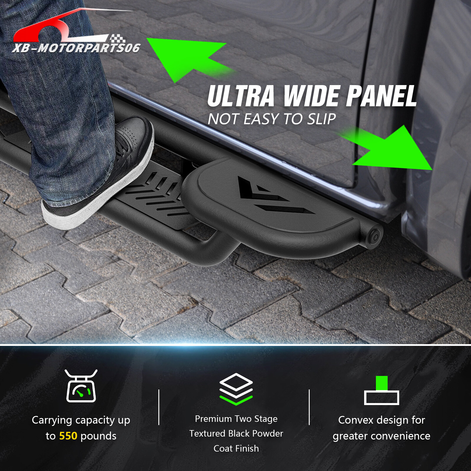 Running Boards Three Raised Steps For 99-2016 Ford F250 F350 Super/Extended Cab