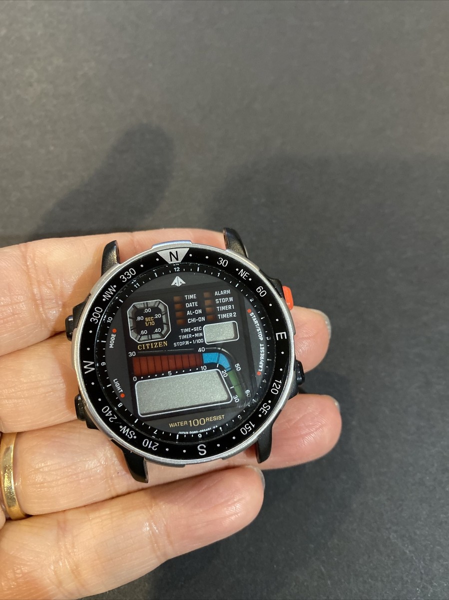 Awesome Vintage Citizen Windsurfer D060 42-8035 Watch Black Case