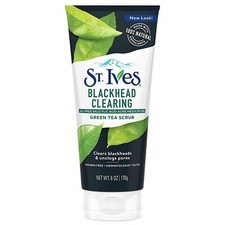 St. Ives Blackhead Clearing Green Tea Facial Scrub Natural Exfoliants 6 Ounce