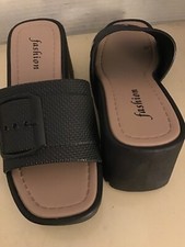 Fashion women black platform wedge sandals US...