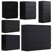 Bedside Table Chest of Drawers Matt Black Bedroom Furniture