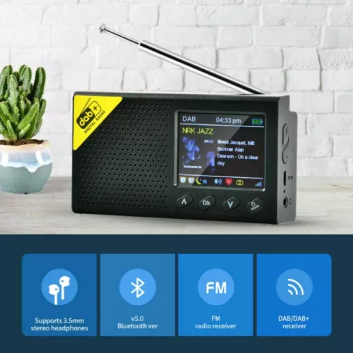 Xmas Gift DAB /DAB+ /AM /FM Digital Radio Bluetooth 5.0 Music Player 2.4inch LCD - Picture 2 of 11