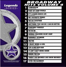 BRADWAY HITS VOL-4 LEGENDS KARAOKE CD G 17 HITS COMES NEW IN PLASTIC w/PRINT