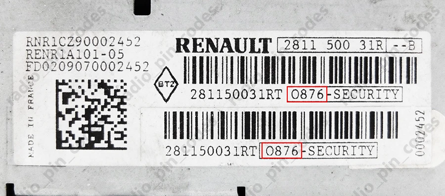 RENAULT RADIO UNLOCKING PIN CODE CAPTUR CLIO KANGOO KOLEOS LAGUNA MODUS ZOE - Bild 3 von 4