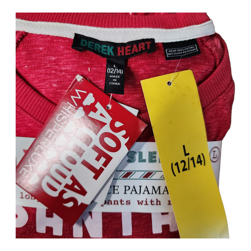 NWT DEREK HEART Large 12/14 Red Christmas Thermal Pajamas Soft As A Cloud Santa - Picture 4 of 6