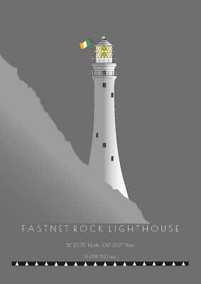Fastnet Rock Leuchtturm - 5'''' x 7'''' Druck auf Perlen Fotopapier