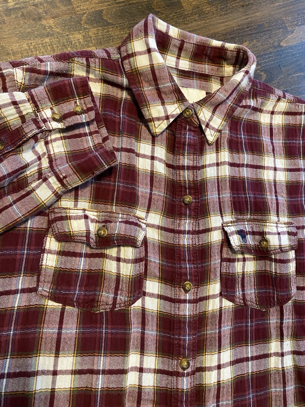 Abercrombie & Fitch Shirt Women Large Red Plaid Flannel Clas