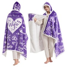 Best Wife Ever Wearable Blanket Hoodie, Valentines Day Gifts for Her Wife Wom...