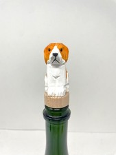 Hand-Carved Wooden Beagle Dog Wine Stopper &ndash; Rustic Bottle Plug