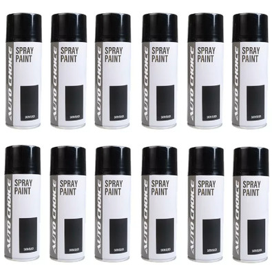 12 x AEROSOL SATINSCHWARZ SPRÜHLACK AUTOCHOICE AUTO MEHRZWECK 400ML