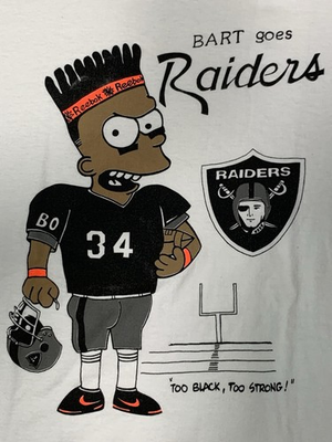 #ad Rare⭐️vtg black Bart Simpson Bo Jackson “bart goes raiders” L “too black” $550.00