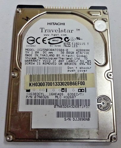 HITACHI *IC25N030ATCS04-0* 30.0 GB * SATA HDD Notebook 2,5 Zoll #NFP1658