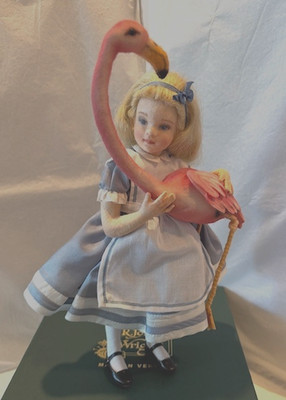 R JOHN WRIGHT COMEMMORATIVE ALICE WITH FLAMINGO,#75-NEW IN BOX