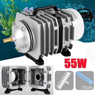 55W 80L/m Aquarium Piston Pump Air Compressor Aerator Garden Pond Fish Tank