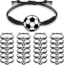 Soccer Charm Bracelets Adjustable Woven Cord Kids Sports Wristbands Jewelry