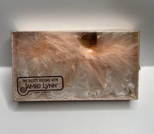 Vintage Jamie Lynn Pink/Peach Color Feathered Heart Dangle Wedding Garter Belt