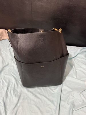 Celine Sangle Shoulder Bucket Bag Large black