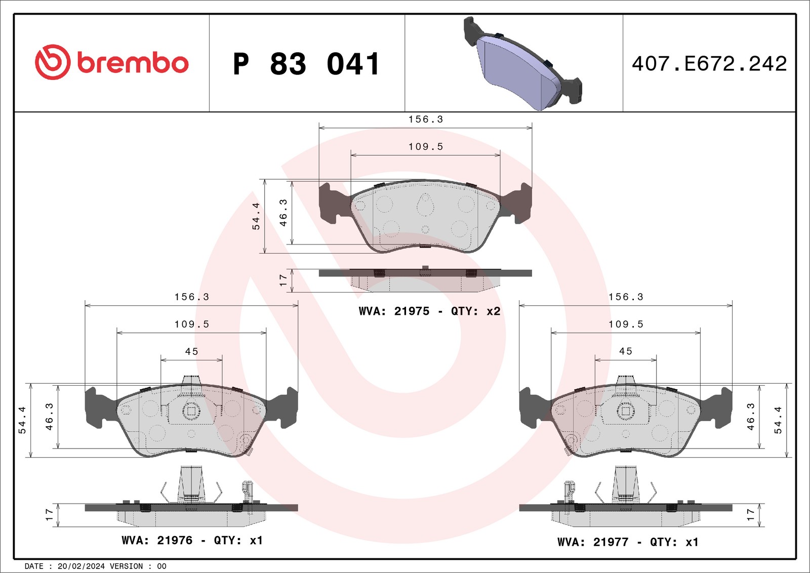 BREMBO P 83 041 Bremsbeläge Vorne für Toyota Avensis - Bild 5