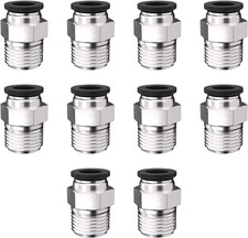 10PCS Push to Connect Fittings 1/4 Inch Tube OD X 1/4 Inch NPT Thread Pneumatic