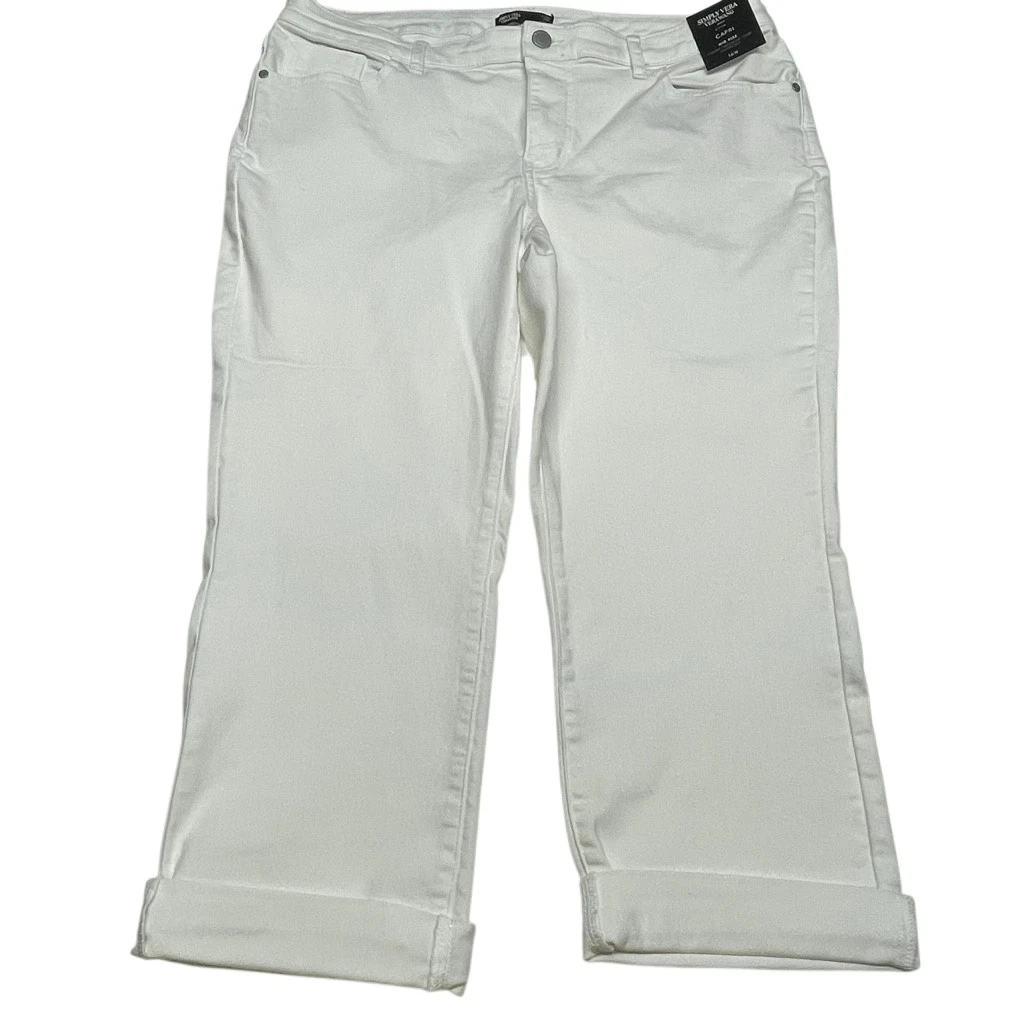 Simply Vera White Stretch Capri Denim Pants