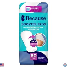 Incontinence Booster Pads for Men  Women, 4 Cups Extra Absorbency, 60 Count