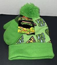 Teenage Mutant Ninja Turtles Toddler Boys or Girls Knit Beanie &Gloves 2T-5T NWT