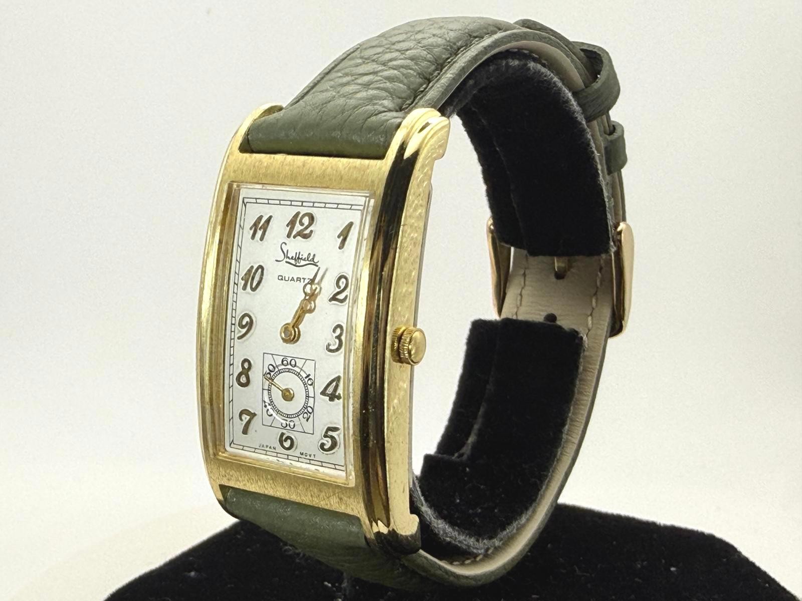 Sheffield Quartz Rectangular Watch Gold Tone 22mm… - image 2