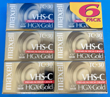 New Maxell VHS-C TC-30 HGX-Gold Camcorder Blank Video Cassette Tapes Lot of 6