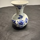 Vintage Holland Delft Blue Floral Mini Bud Vase Hand Painted Floral Windmill