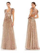 Mac Duggal 5568 Sequin A Line Maxi Gown Dress Open Back Lace Up ALTERED Sz 6