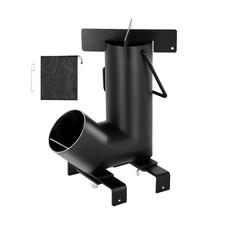 Uimoso Portable Camping Rocket Stove, Wood-Fueled, Carbon Steel, Black