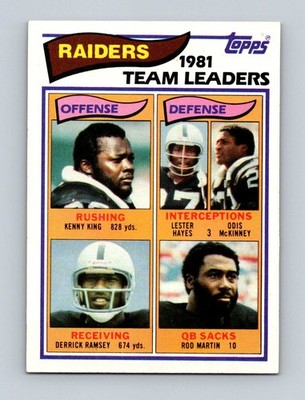 1982 Topps #185 Kenny King / Lester Hayes / McKinney / Ramsey / Martin Raiders