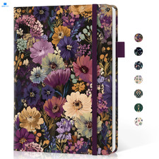 Lined Journal Notebook for Women  Men, Hardcover A5, F-Midnight Bloom