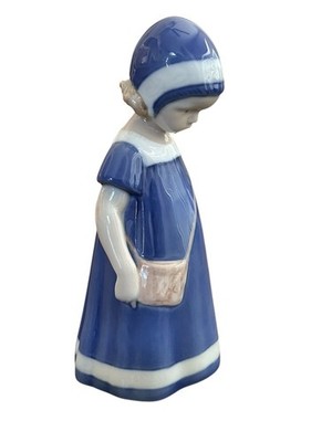 B&G Bing & Grondahl 1574 ELSE Girl Blue Dress Porcelain Figurine Denmark Vintage
