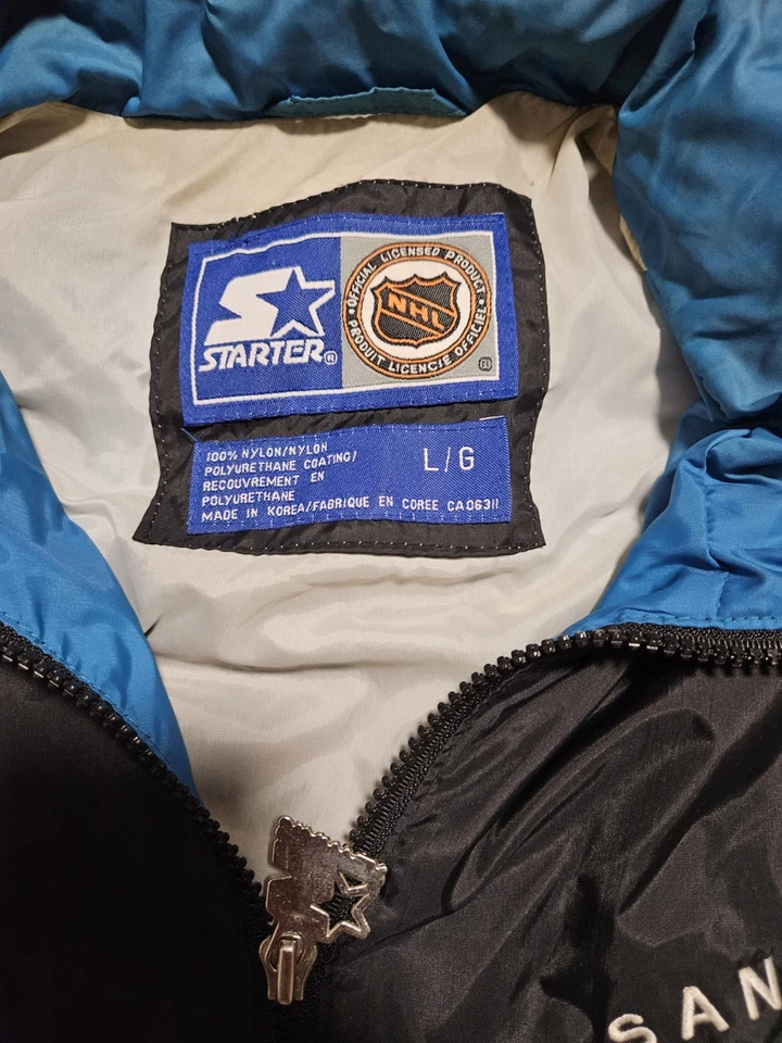Chaqueta De Colección Años 90 San Jose Sharks Starter Capucha Puffer Talla Grande GRAN LOGOTIPO Foto 3 de 4
