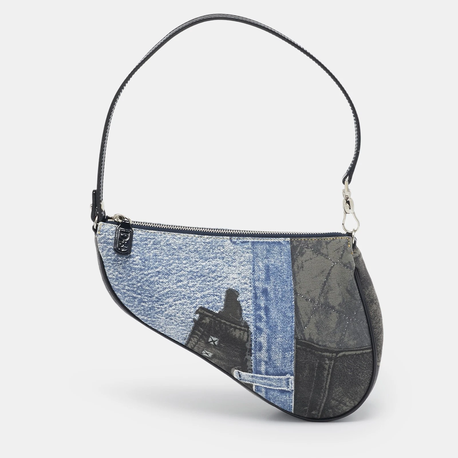 Mini sacoche de selle Dior imprimé denim tricolore