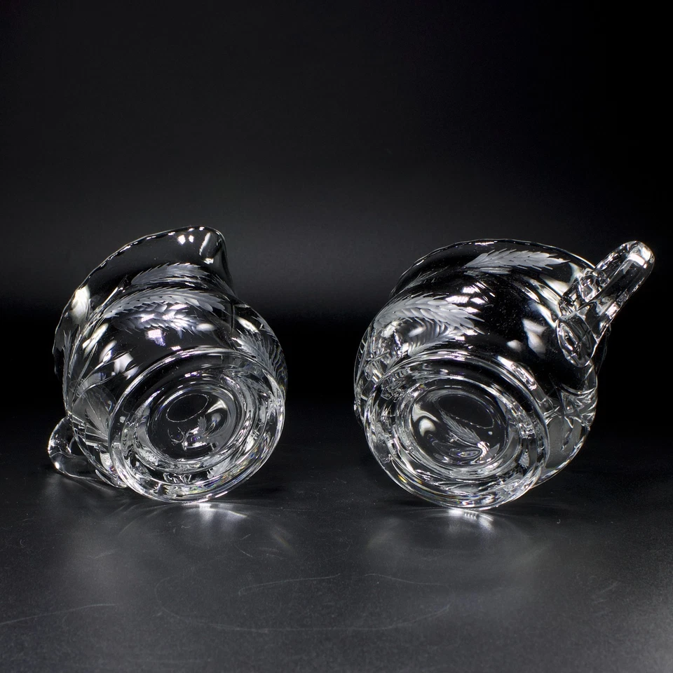 Cambridge Crystal Harvest Cut 1053 Creamer Set Wheel Graycut Elegant Midcentury - Image 2 of 4