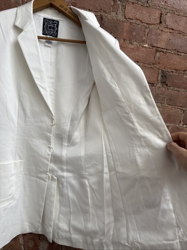 Vintage Cynthia Rowley Women’s Jacket, Sz 6 US, White Cotton Mother of Pearl - Picture 10 of 13