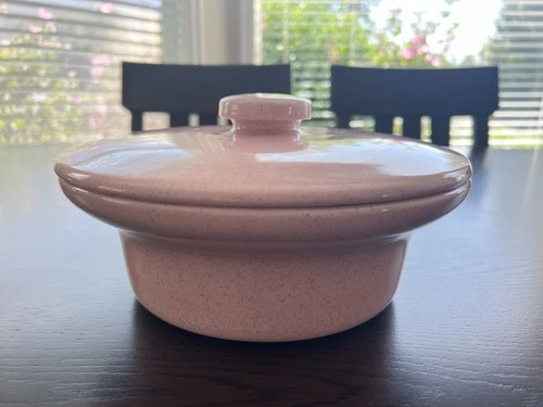 Vintage Bauer Light Pink Speckle 10 inch 2pc Casserole Dish and Lid