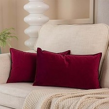 12x20 Throw Pillow Covers Set of 2 Decorative 20" x 12" Pack of 2 Burgundy