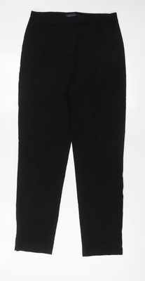 Marks and Spencer Damen Schwarz Viskose Hose Größe 8 L28 Normal Haken & Ösen