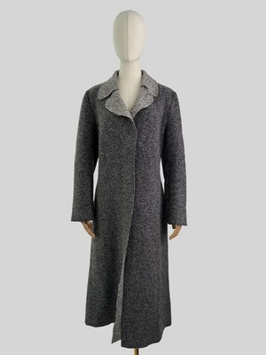 Cop Copine Women's Vintage Wool Blend Long Coat Gray Minimalist Y2K