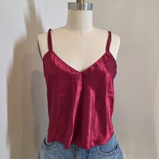 Vintage Victoria s Secret Y2K Sz S Fiery Red Satin Cami Tank Top Coquette