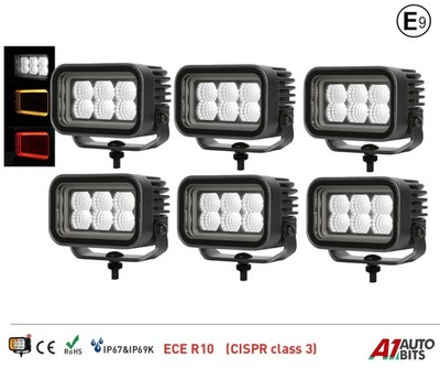6X Würfel Tunnel Effekt Rechteckig 4'' LED Arbeit Position Lichter 42W Zweifarbig E9