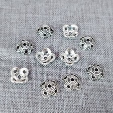 5 Sterling Silver Flower Bead Cap w/ Great Detail Bracelet Spacer 8mm