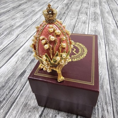 READ Joan Rivers Jeweled Egg Lily Of The Valley Stand Box Pink Enamel